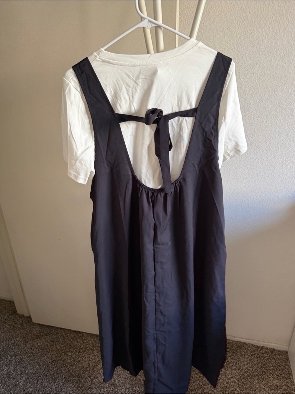 Black Tie-Back Pinafore Dress - Women